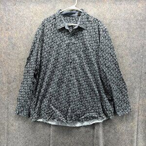 Taso Elba Shirt Mens XXL Blue Button Down Long Sleeve Paisley Pattern Cotton